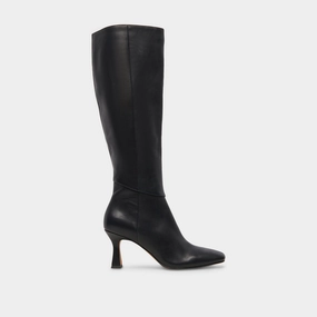Gyra Wide Calf Boots Black Leather Clean Aesthetic Comfort Redefined