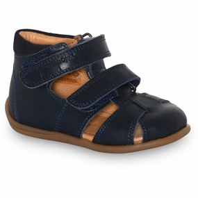 Easy Polish Smart Function Pom Pom Sandal Two Velcro Navy