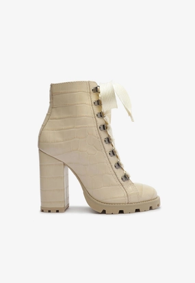 Simple City Zhara Crocodile-Embossed Leather Bootie