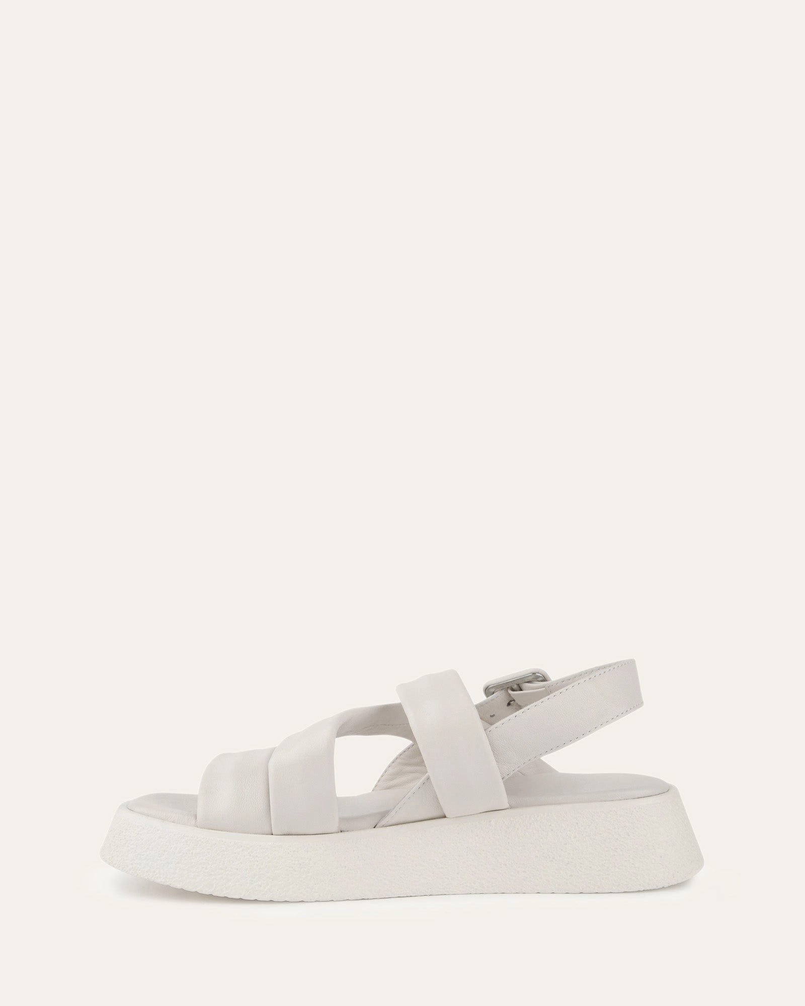 Adaptive Style Zia Flat Sandals White Leather