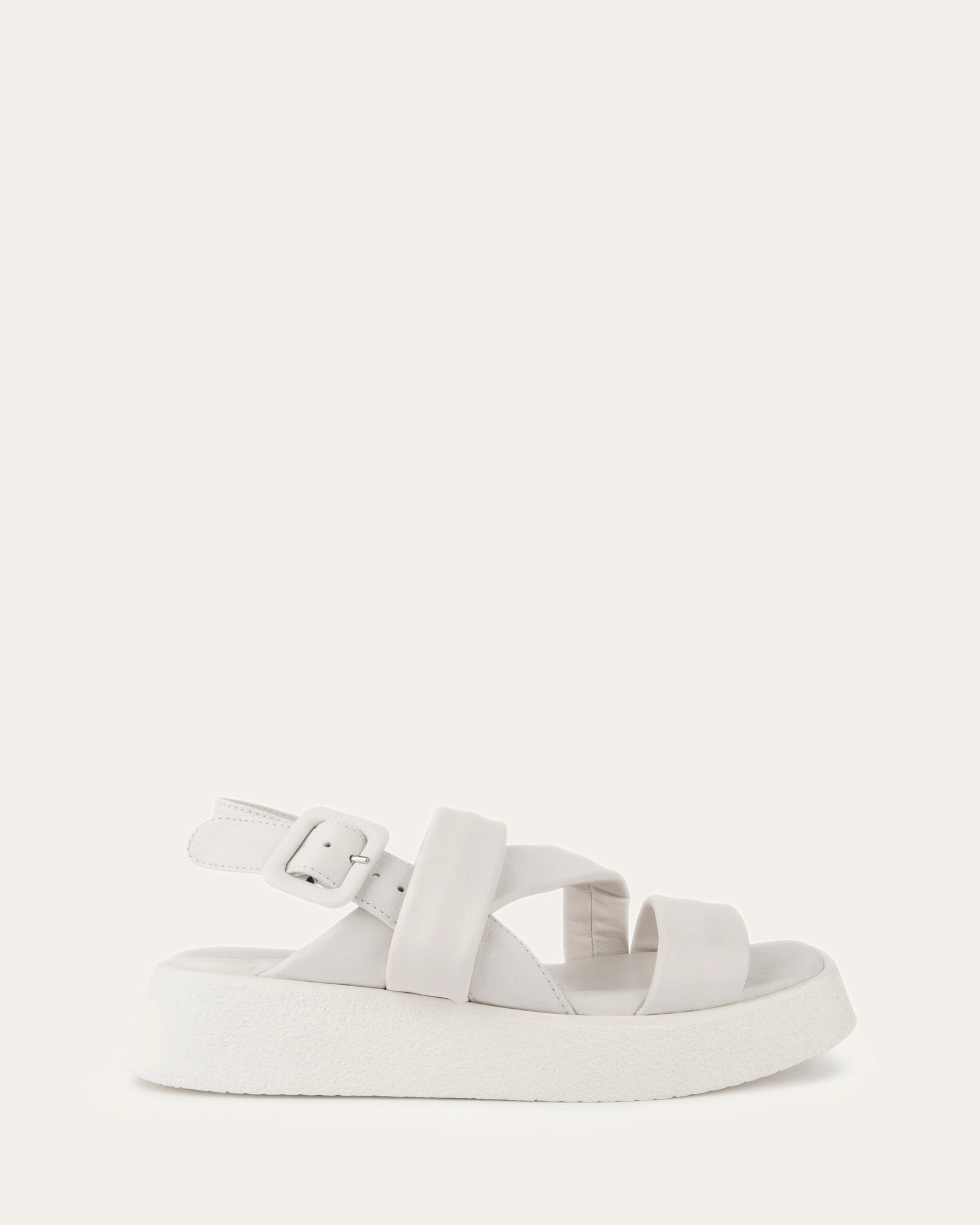 Zia Flat Sandals White Leather Freedom Fitted Lifestyle Rhythm