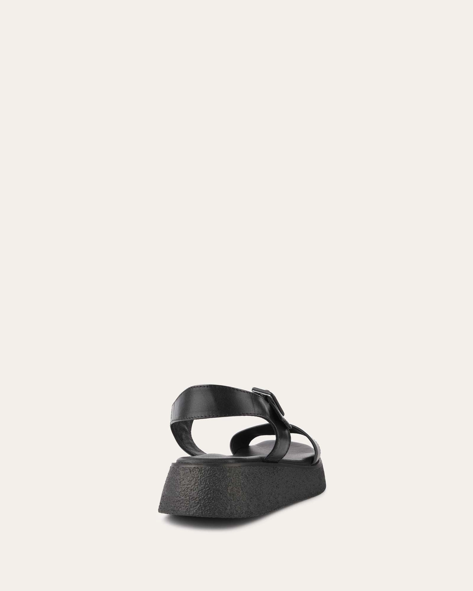 Zuri Flat Sandals Black Leather Conscious Form City-Fit