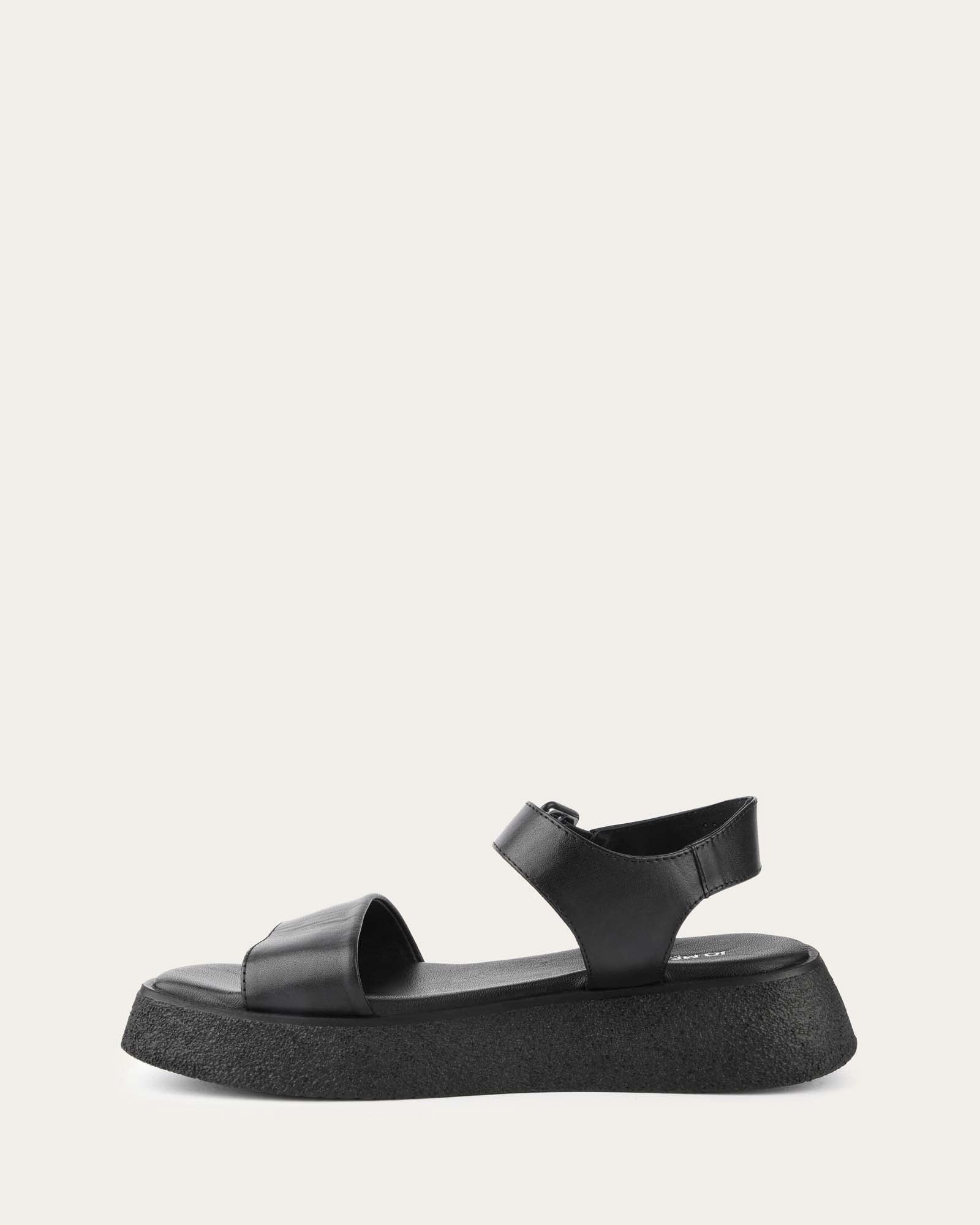 Crafted Evolution Ease In Motionwear Zuri Flat Sandals Black Leather